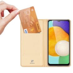 slomart dux ducis skin pro etui za samsung galaxy a14 5g flip card wallet stand gold