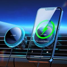 PRO Avtomobilski nosilec za telefon z induktivnim polnilnikom Qi 15W MagSafe za rešetko srebrn
