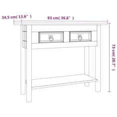 Vidaxl Konzolna mizica mehiška borovina Corona Range bela 90x34,5x73cm