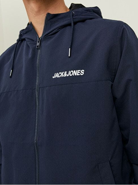 Jack & Jones JJERUSH HOOD - Vindjacka - navy blazer/white/light grey  melange/mörkblå 
