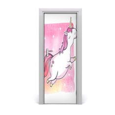 tulup.si Nalepka na vratih Pink unicorn 85x205 cm