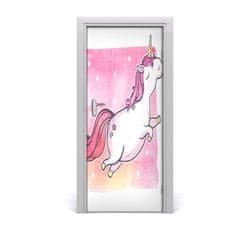 tulup.si Nalepka na vratih Pink unicorn 85x205 cm