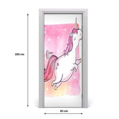 tulup.si Nalepka na vratih Pink unicorn 85x205 cm