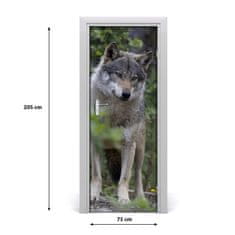 tulup.si Nalepka na vratih Wolf v gozdu 75x205 cm