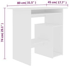 Vidaxl Pisalna miza bela 80x45x74 cm iverna plošča