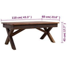 Vidaxl Klubska mizica iz masivnega predelanega lesa 110x60x45 cm