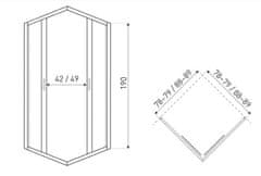 KERRA Kvadratna tuš kabina Tiara Square 80, steklo 6mm