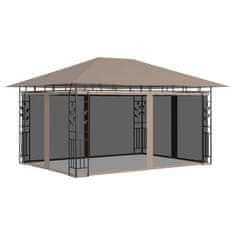 Vidaxl Paviljon z mrežo proti komarjem 4x3x2,73 m taupe 180 g/m²