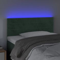 Vidaxl LED posteljno vzglavje temno zeleno 90x5x78/88 cm žamet