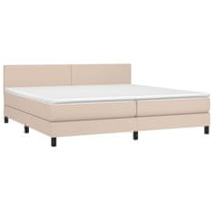 Vidaxl Box spring postelja vzmetnico LED kapučino 200x200 cm um. usnje