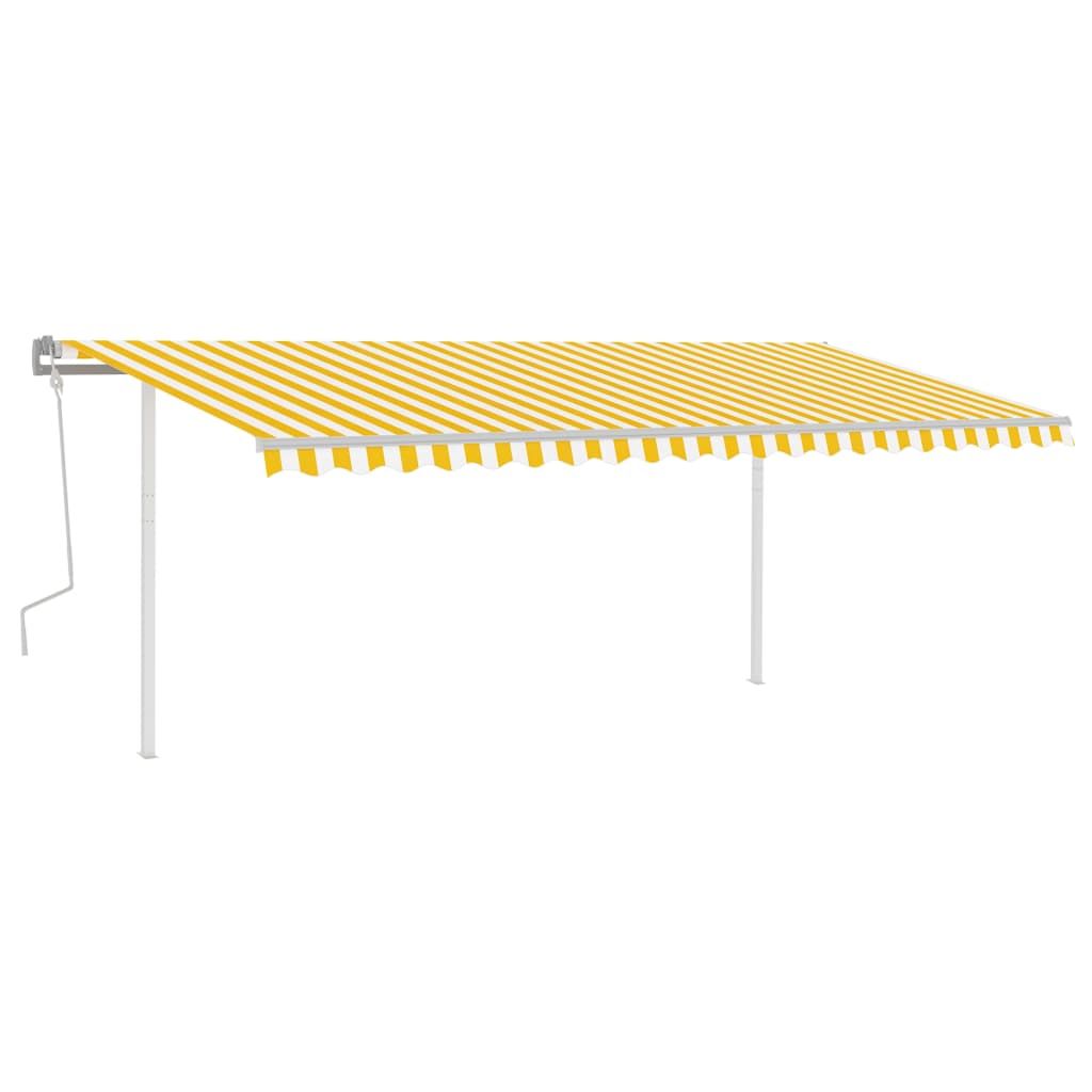 shumee Ročno zložljiva tenda s stebrički 5x3,5 m rumena in bela