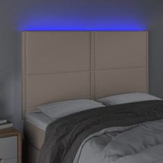 Vidaxl LED posteljno vzglavje kapučino 144x5x118/128 cm umetno usnje