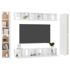 Vidaxl Komplet TV omaric 10-delni visok sijaj bela iverna plošča