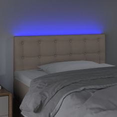 Vidaxl LED posteljno vzglavje kapučino 90x5x78/88 cm umetno usnje