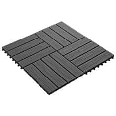 Vidaxl Talne plošče 11 kosov globok relief WPC 30x30 cm 1 m2 črna