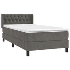 Greatstore Box spring postelja z vzmetnico temno siv 90x190 cm žamet