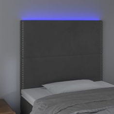 Vidaxl LED posteljno vzglavje temno sivo 80x5x118/128 cm žamet