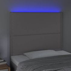 Vidaxl LED posteljno vzglavje sivo 80x5x118/128 cm umetno usnje