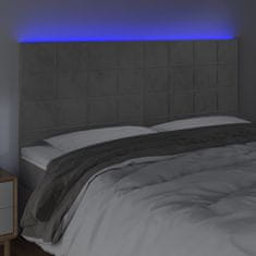 Vidaxl LED posteljno vzglavje svetlo sivo 200x5x118/128 cm žamet