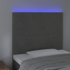 Vidaxl LED posteljno vzglavje temno sivo 80x5x118/128 cm žamet