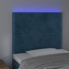 Vidaxl LED posteljno vzglavje temno modro 80x5x118/128 cm žamet