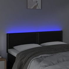 Vidaxl LED posteljno vzglavje črno 144x5x78/88 cm umetno usnje