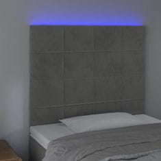 Vidaxl LED posteljno vzglavje svetlo sivo 100x5x118/128 cm žamet