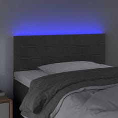 Vidaxl LED posteljno vzglavje temno sivo 90x5x78/88 cm žamet