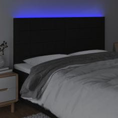 Vidaxl LED posteljno vzglavje črno 160x5x118/128 cm blago
