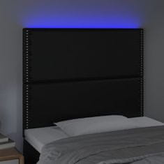 Vidaxl LED posteljno vzglavje črno 80x5x118/128 cm umetno usnje