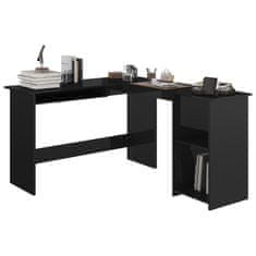 Vidaxl Kotna miza L-oblike visok sijaj črna 120x140x75cm iverna plošča