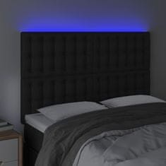 Vidaxl LED posteljno vzglavje črno 144x5x118/128 cm umetno usnje