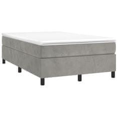 Greatstore Box spring postelja z vzmetnico svetlo siv 120x190 cm žamet