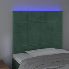 Vidaxl LED posteljno vzglavje temno zeleno 80x5x118/128 cm žamet