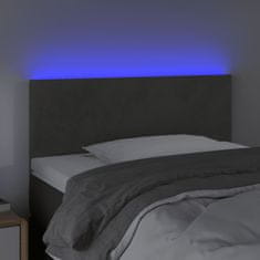 Vidaxl LED posteljno vzglavje temno sivo 100x5x78/88 cm žamet