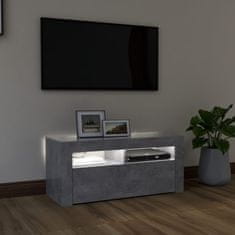 Vidaxl TV omarica z LED lučkami betonsko siva 90x35x40 cm