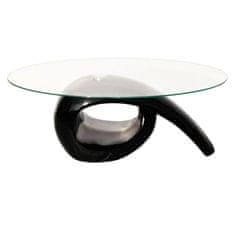 Vidaxl Klubska mizica z ovalnim steklom visok sijaj črna