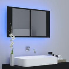 Vidaxl LED kopalniška omarica z ogledalom črna 80x12x45 cm