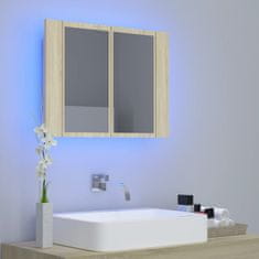 Vidaxl LED kopalniška omarica z ogledalom sonoma hrast 60x12x45 cm