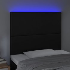 Vidaxl LED posteljno vzglavje črno 90x5x118/128 cm umetno usnje