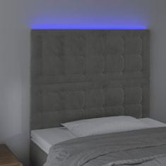 Vidaxl LED posteljno vzglavje svetlo sivo 80x5x118/128 cm žamet