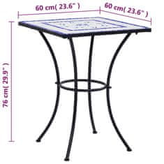 Vidaxl Bistro mizica z mozaikom modra in bela 60 cm keramika