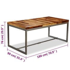 Vidaxl Jedilna miza trden palisander in jeklo 180 cm