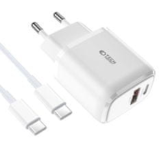 Tech-protect C20W polnilnik USB / USB-C 20W QC PD + kabel USB-C, bela