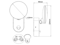 Maclean LED svetilka s PIR senzorjem Maclean, stenska, PC + ALU, 15W, 1100lm, IP65, nevtralno bela 4000K,