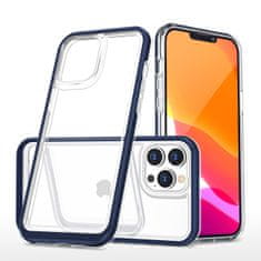 slomart prozoren ovitek 3v1 za iphone 14 pro max silikonski ovitek z okvirjem moder