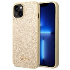 Guess Ohišje z logotipom Guess Glitter Flakes Metal - iPhone 14 Plus (zlato)