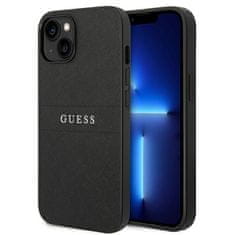 Guess Guess Saffiano Metal Logo Stripes - Ohišje za iPhone 14 (črno)