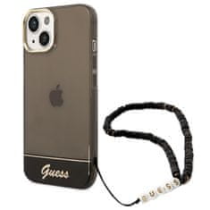 Guess Guess prozoren trak z biserom - ohišje za iPhone 14 Plus (črno)