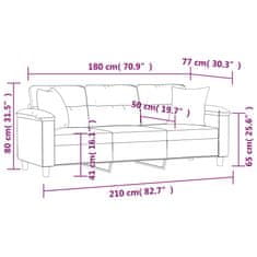 Vidaxl Trosed z blazinami temno siv 180 cm tkanina iz mikrovlaken